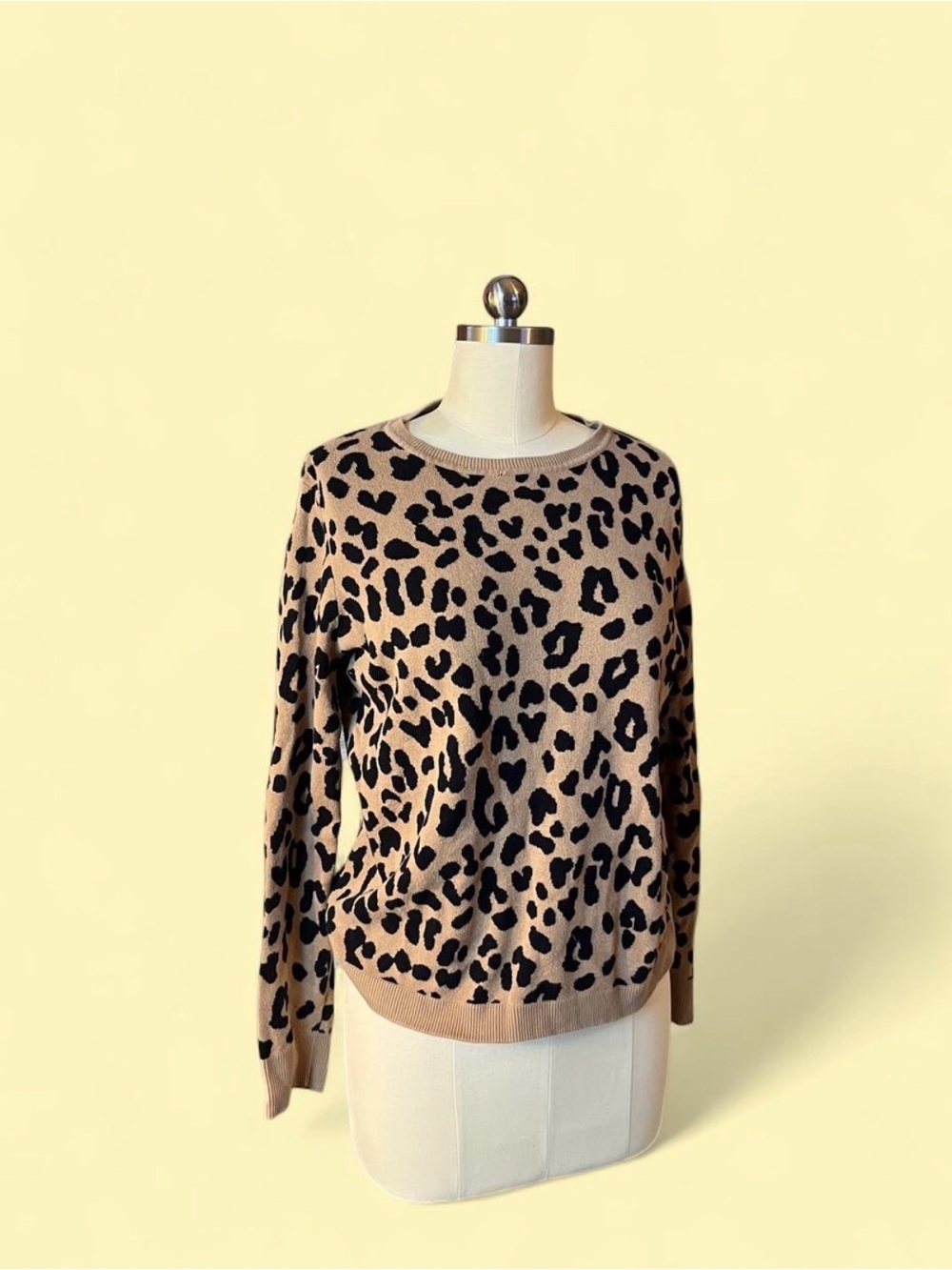 Kim Rogers Leopard Print 100% Cotton Sweater Size M | Cozy Fall
